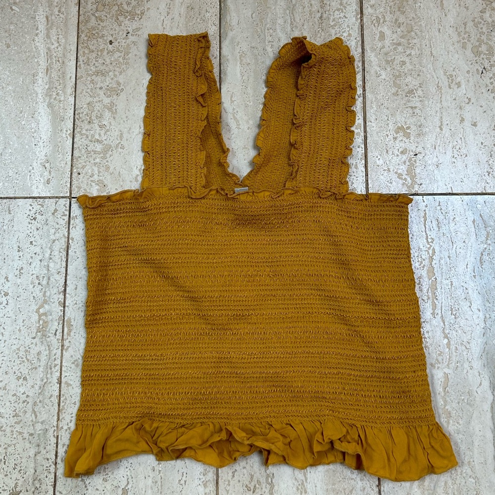 Urban Outfitters (Ecote) Elastic Textured Tank (Small) - Mustard